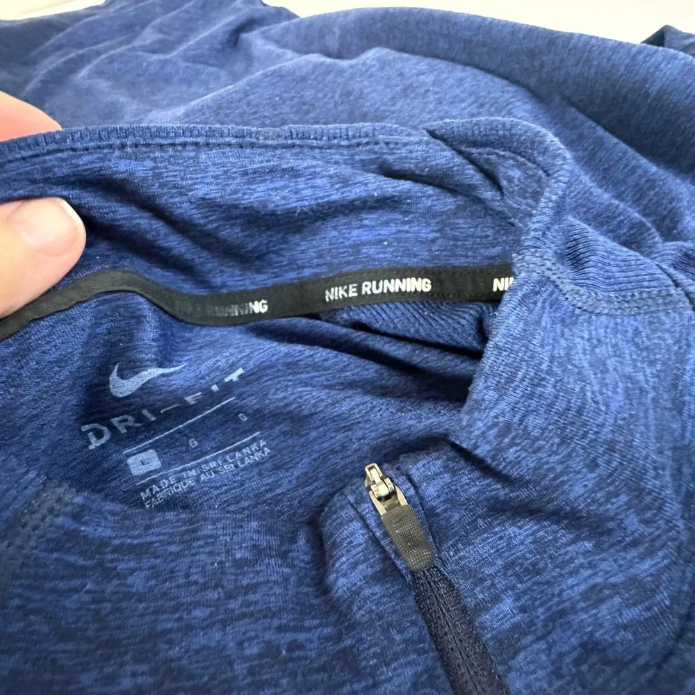 Nike Running Dri-FIT Shirt Men's Large Blue Lightweight‎ Athletic Tee Qtr Zip LS